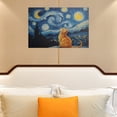 thumbnail image 6 of AIOE Retro Van Gogh Starry Night With Funny Cat Canvas Prints Wall Art Night Starry Pictures Paintings Poster Canvas Wall Decor for Living Room Bedroom Wall Decor Unframe: 18x12in, 6 of 7