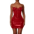 thumbnail image 1 of FhsagQ Lingerie pour Femmes Robe Couvrante Sans Entrejambe TP en Cuir Sans Bretelles Commerce Extérieur Dos Nu Taille et Encolure à une Ligne Robe pour Femmes Lingerie pour Femmes Sans Entrejambe Teddy Rouge m, 1 of 7