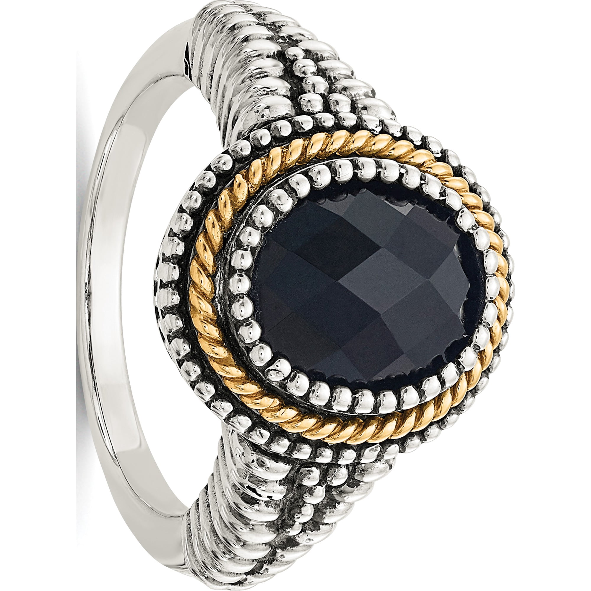 Sterling Silver W 14k Gold Black Onyx Ring Walmart Canada