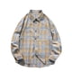 thumbnail image 1 of Blusa y camisa de manga larga con cuello vuelto para hombre, con solapa estampada y botones, bolsillo tipo cárdigan, blusa de manga larga con cuello vuelto, blusa de poliéster para hombre, 1 of 3
