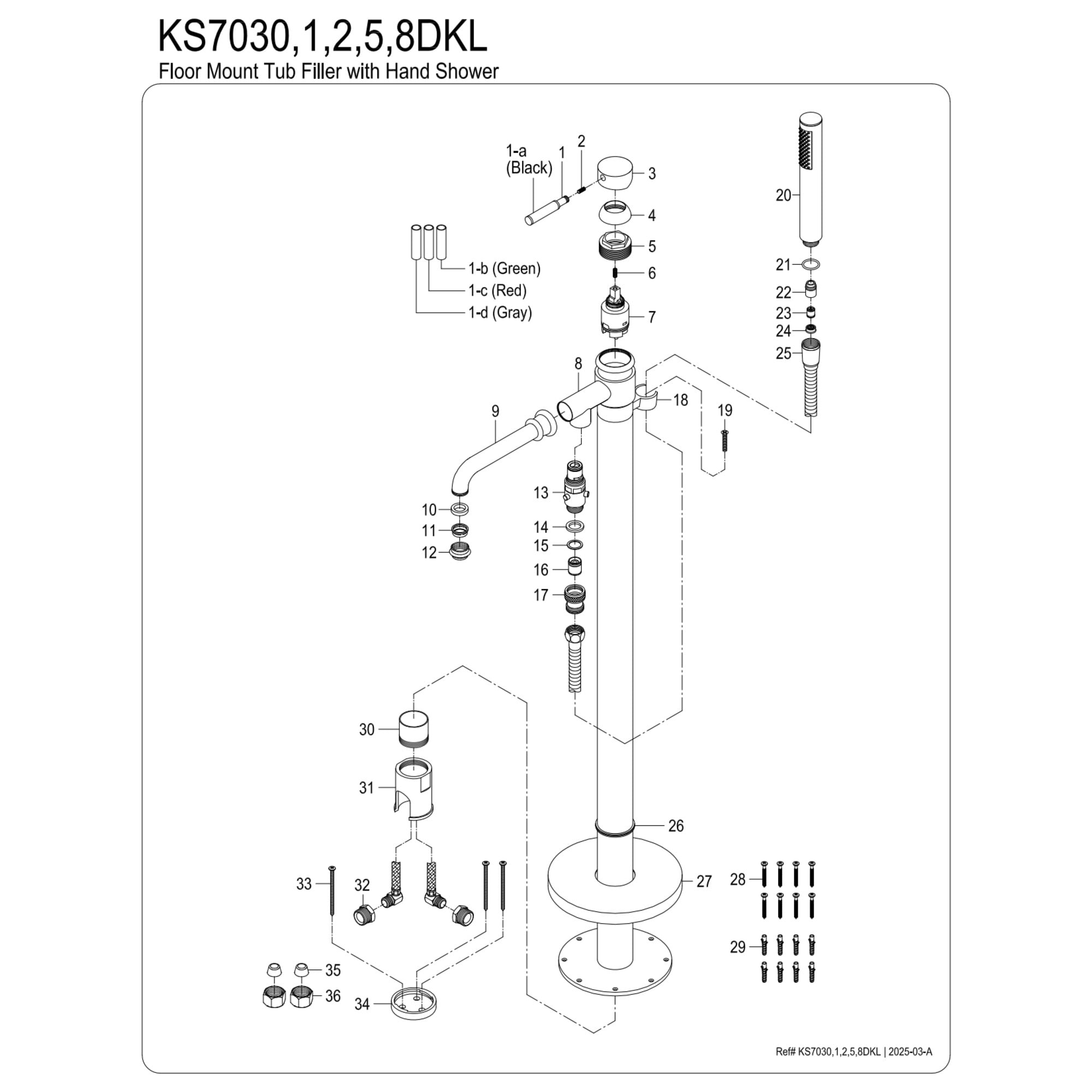 Kingston Brass KS7031DKL Kaiser Freestanding Tub Faucet with Hand Shower, Polished Chrome