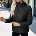 thumbnail image 5 of hoksml Women’s Stand‑Collar Diamond Quilted Jacket, Zip‑Up Lightweight Outer Coat, 5 of 7