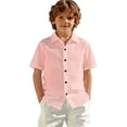 thumbnail image 2 of TIREOW Kids Boys Short Sleeve Dress Shirt Solid Color Button Down Shirt Summer Comfortable Casual Shirt Tops, 2 of 8
