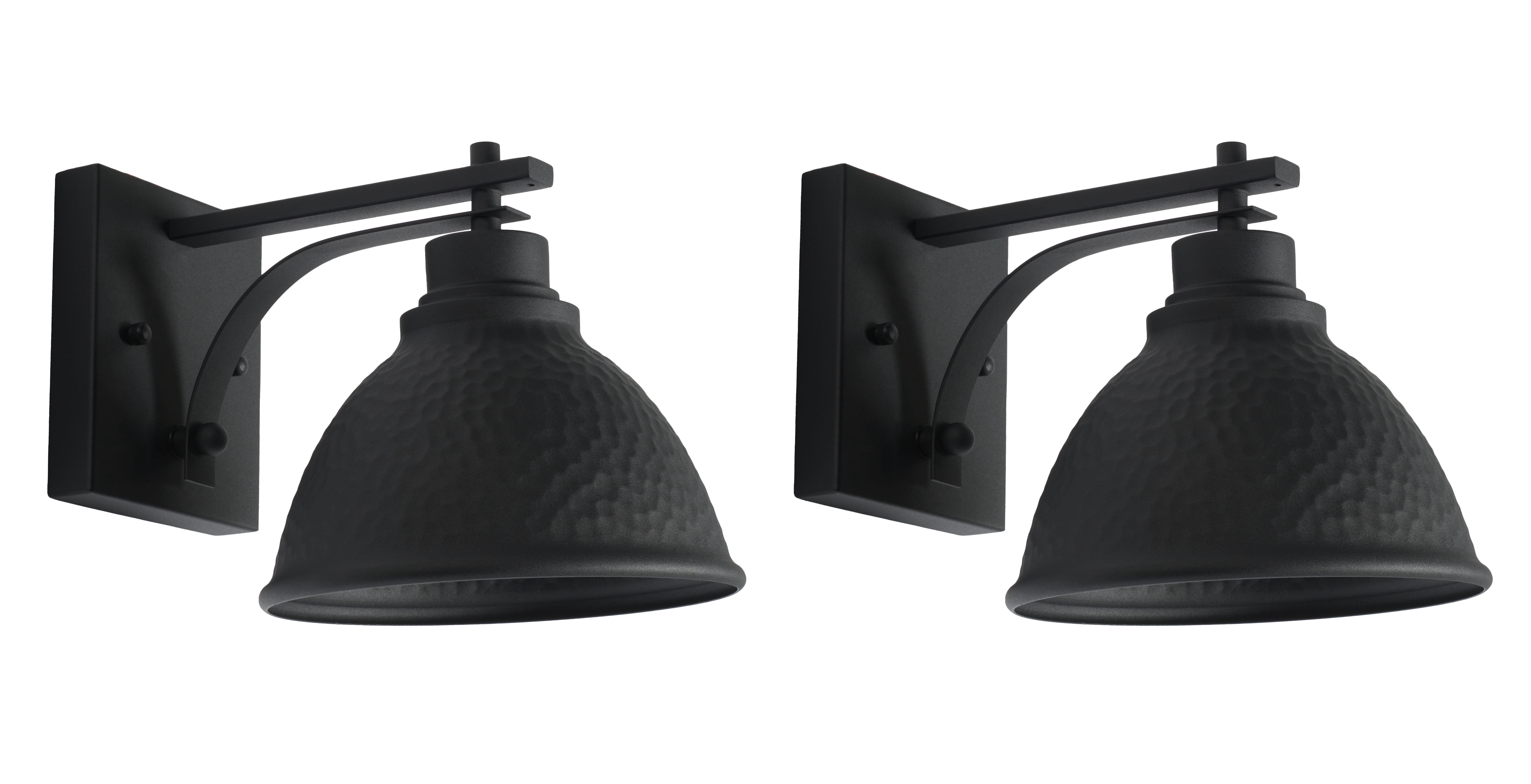 SAFAVIEH Melila 2-Light A19 Black Steel Wall Sconce with Black Shade, Set of 2