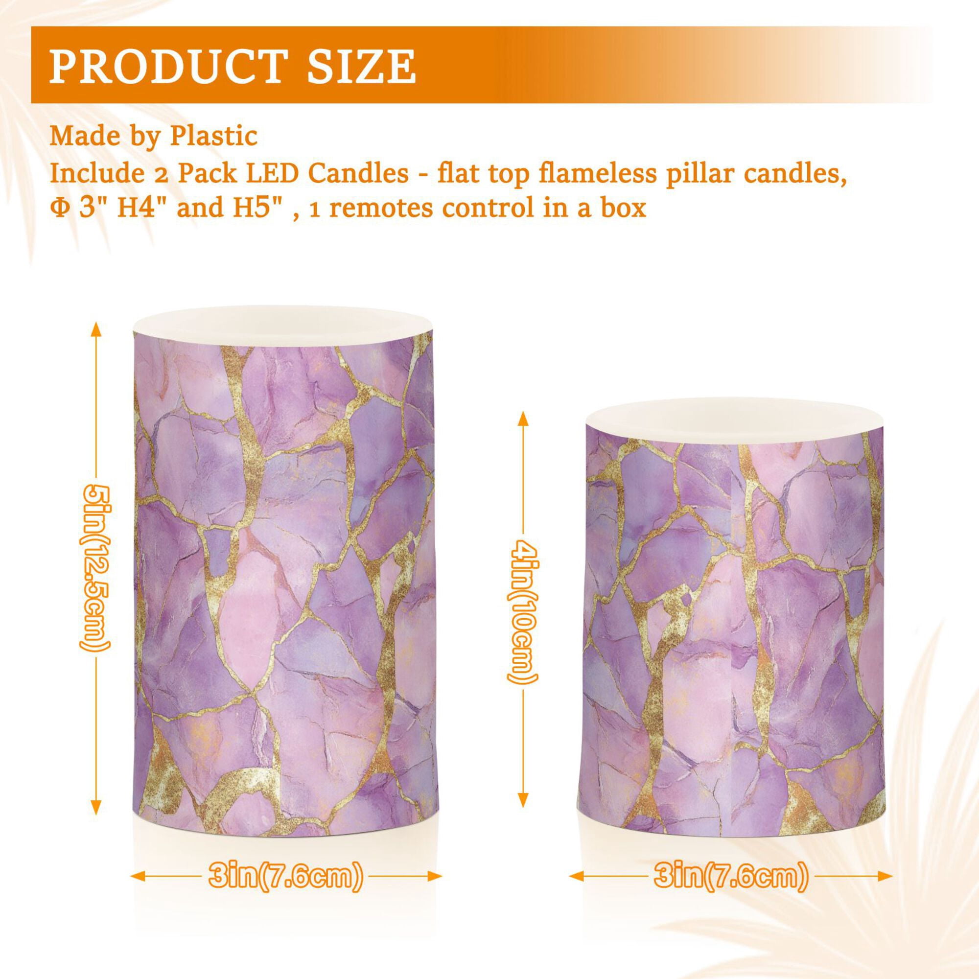Yayeee Flameless Candles with Remote Flickering Battery Operated Multi Color Changing, Pastel Pink Marble Pattern