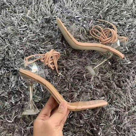 

Summer Plus Size 35-43 Fine High Heels Women Sandals Transparent Luxury Elegant Ankle Strap Pump Square Toe Sexy Fashion Shoes - Pumps - AliExpress