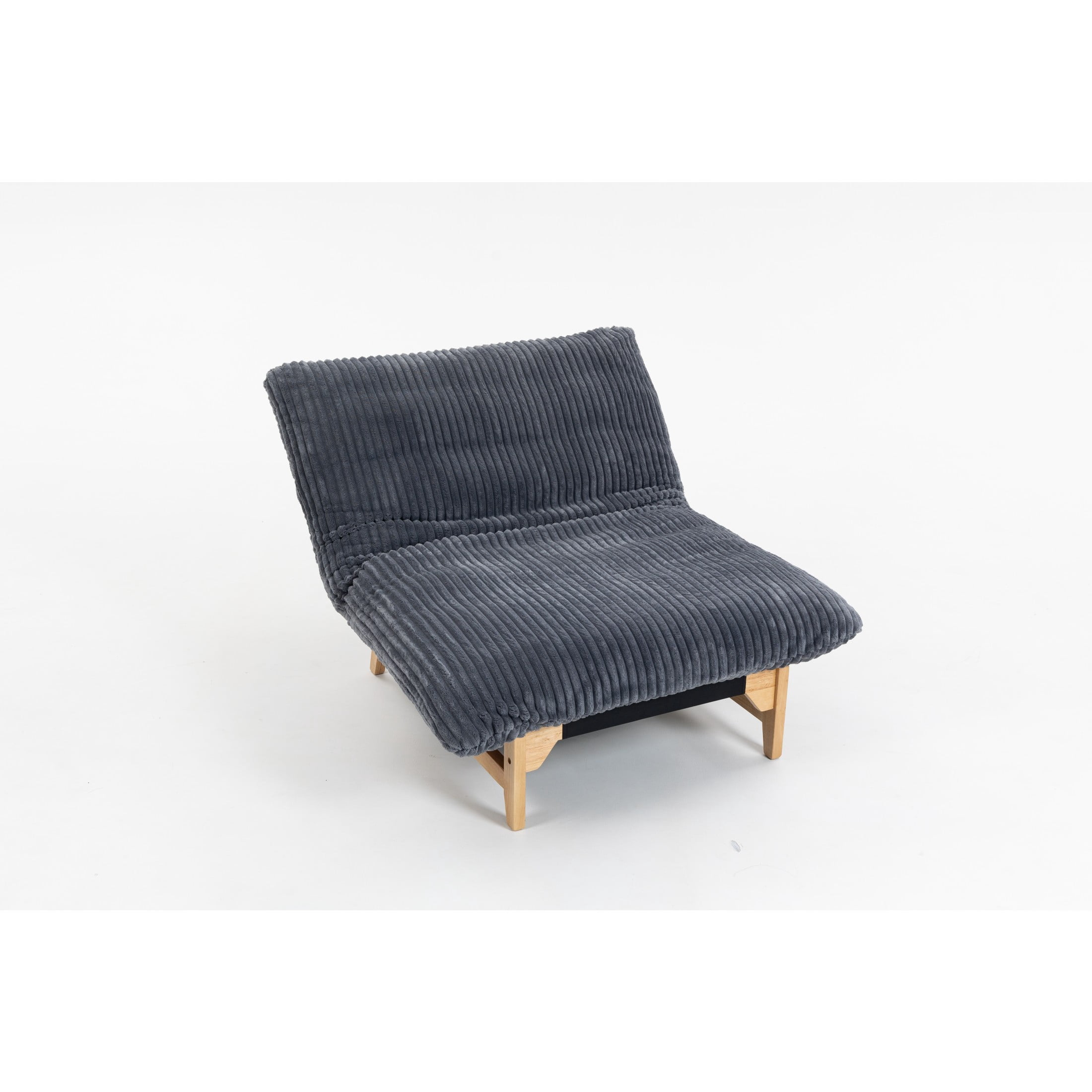 GDF Studio Floren Corduroy Bean Bag Accent Chair with Solid Wood Frame, Lazy Sofa for Living Room, Dark Grey
