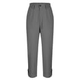 thumbnail image 3 of WAYUTE Womens High Waist Straight Leg Cargo Pants Button Zip Front Patch Pockets Ankle Length Casual Chino Trousers Daily Wear,Dark Gray,3XL, 3 of 5