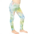 thumbnail image 3 of COEQINE Tie-dye Yellow Green Novelty Girls' Sport Legging Fashion Buttery Soft Yoga Pants for Jogging Running, for 6-7 Years Kids Girls, 3 of 7