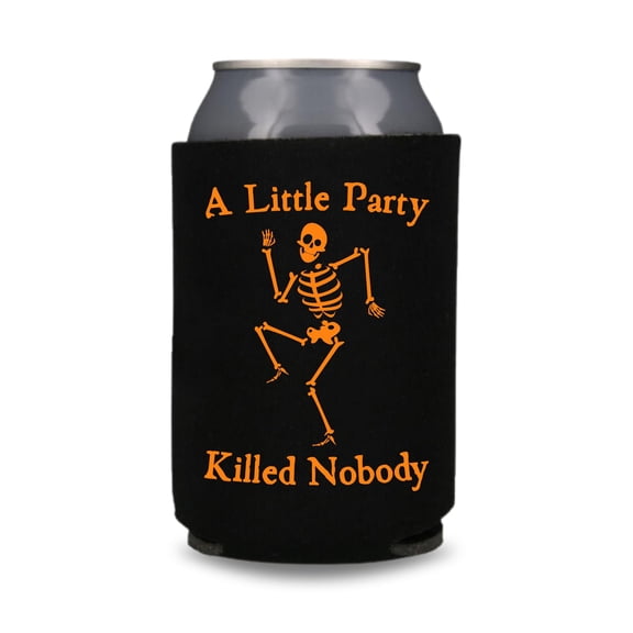 Halloween Can Coolers, A Little Party Killed Nobody, Funny Gag Gift Coolies, Halloween Party Favors, Beer Hugger