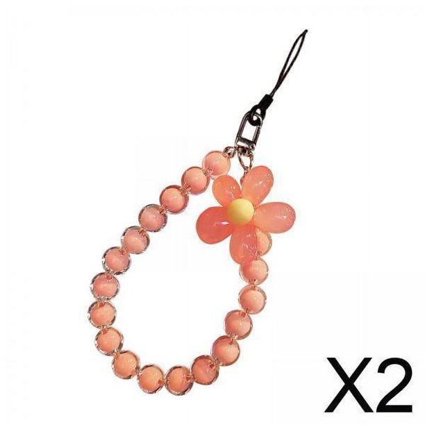Cordón para teléfono con dije,Cordón para teléfono móvil con flores y cuentas,Bonita correa de muñeca universal con cuentas para teléfono,Cadena para teléfono con cordón de cuentas y