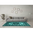 thumbnail image 3 of Ahgly Company Indoor Square Oriental Turquoise Blue Industrial Area Rugs, 4' Square, 3 of 4