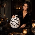 thumbnail image 4 of Halloween Pumpkins Decor, White Pumpkin Figurine Decorations with Black Spider & Bat Accents, Resin Pumpkin Statue for Mantel Shelf Entryway Table, Fall Halloween Home Decor (A), 4 of 4