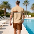 thumbnail image 6 of Sewkxo Men's Summer Casual 2 Piece Crew Neck Outfits Short Sleeve Shirt and Shorts Sets Beach Vacation,Light Brown L, 6 of 7