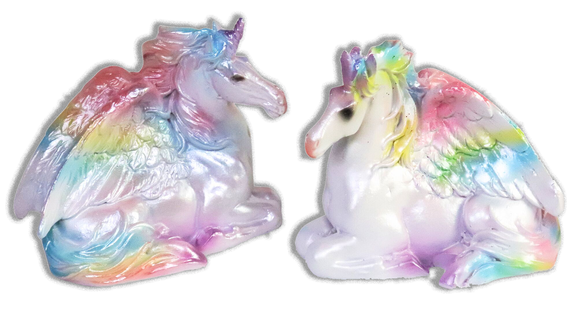 Mother and Baby Unipeg Rainbow Pegasus Unicorn Figurine 6.5"L Resin New In Box! 