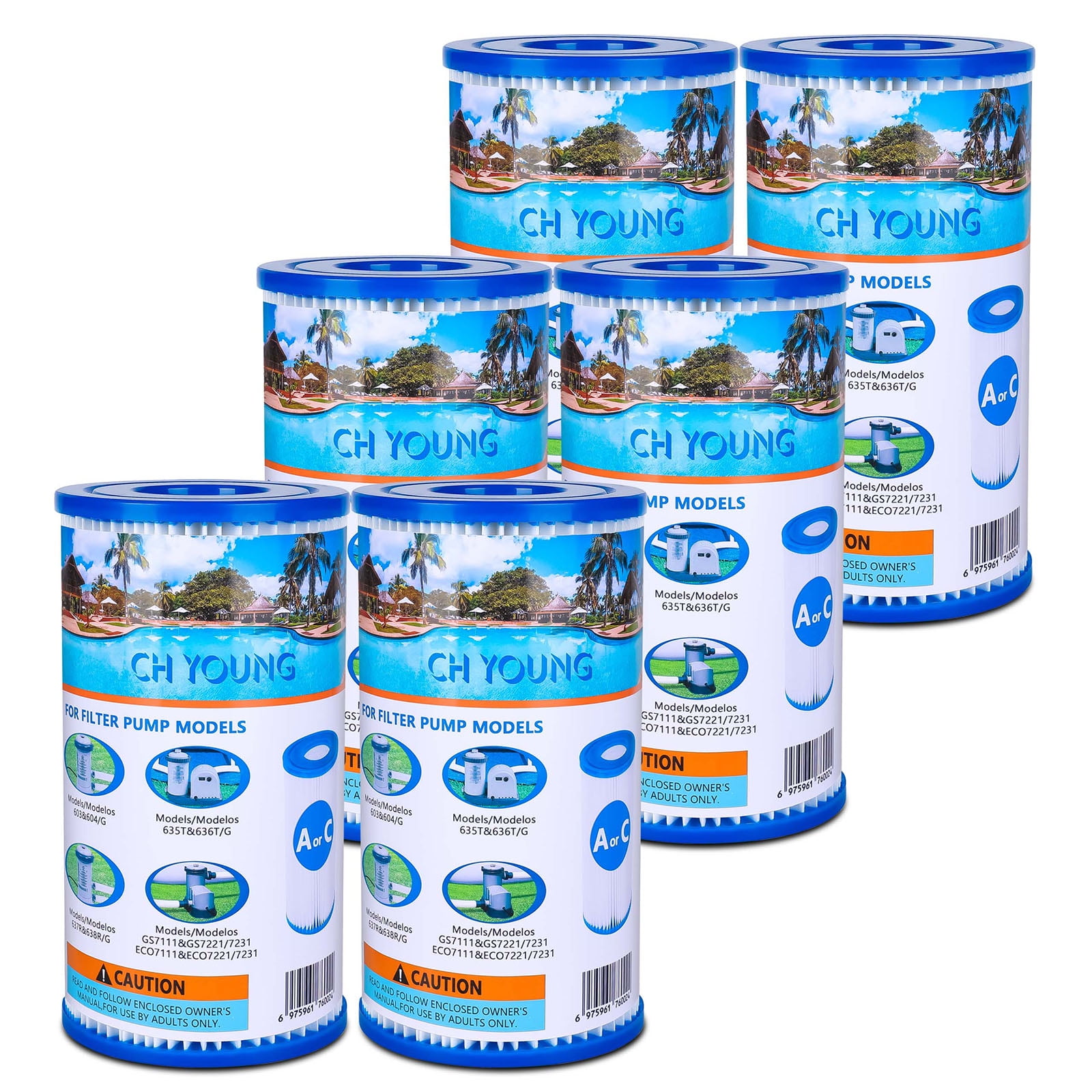 Type A/C Pool Filter,Easy to Install Pool Filter Cartridge for Intex