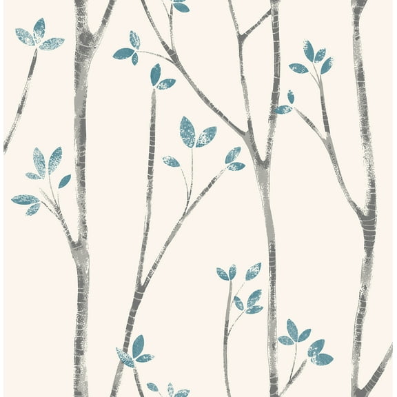 Brewster Ingrid Blue Scandi Tree Paste The Wall Non Woven Wallpaper, 20.5-in by 33-ft, 56.4 sq. ft.
