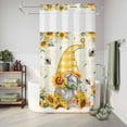 thumbnail image 6 of No Hook Shower Curtain, Sunflower Gnomes Shower Curtains for Bathroom with See Through Top Window, Yellow Sunflower Vintage Leaves Bee Waterproof & Washable Bath Curtain Small Stall 36"x78", 6 of 9