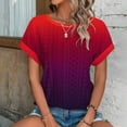 thumbnail image 7 of Womens Summer Tops Round Neck Gradient Casual Short Sleeve Plus Size T Shirt Tops, 7 of 7