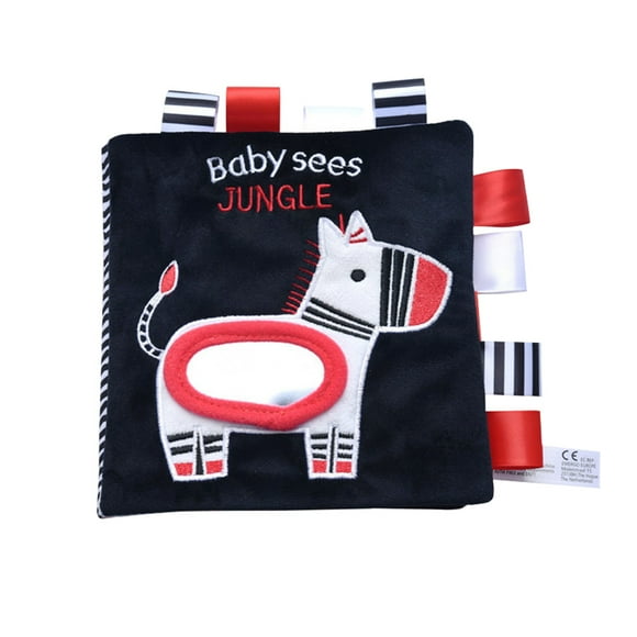 1PC Baby Stereo Cloth Book Visual Cloth Book Black White Enlightening Puzzle Toy Cartoon Animal Ocean Label Cloth Book for Home Zebra Style