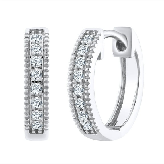 1/10 Carat Prong Set Round Diamond Hoop Earrings in 14K White Gold