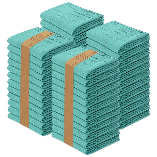 RUVANTI Serviettes en Sac de Farine 50 Unités 28x28 Pouces, Torchon 100 % Coton, Réutilisable, Lavable en Machine, Absorbantes - Chiffon Parfait pour Sécher la Vaisselle et Nettoyer - Turquoise