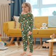 thumbnail image 4 of FORMRS Long Sleeve Top and Pants Pajama Set for Niños 2-Piece Sleepwear, Sizes 18M-8Y, Green Flowers Pattern, 4 of 6