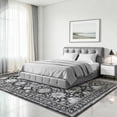 thumbnail image 2 of Area Rugs for Living Room, 6'x9' Washable Moroccan Low Pile Non-Slip Soft Print Pattern Rug for Bedroom Kitchen Dining Room Entryway - Black, 2 of 9