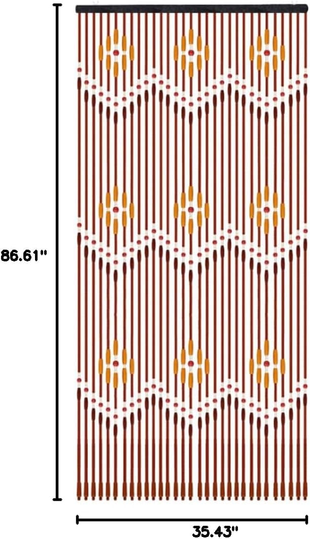 Wooden Bead Curtain, Door Curtain Partition Door Screen Panel Beaded String Curtain for Doorways Living Room Kitchen (90cm x 220cm 31 Lines)