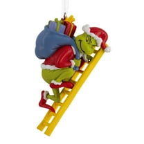 Hallmark Christmas Ornament (Dr. Seuss's How The Grinch Stole Christmas! Grinch on Ladder), 1 Count