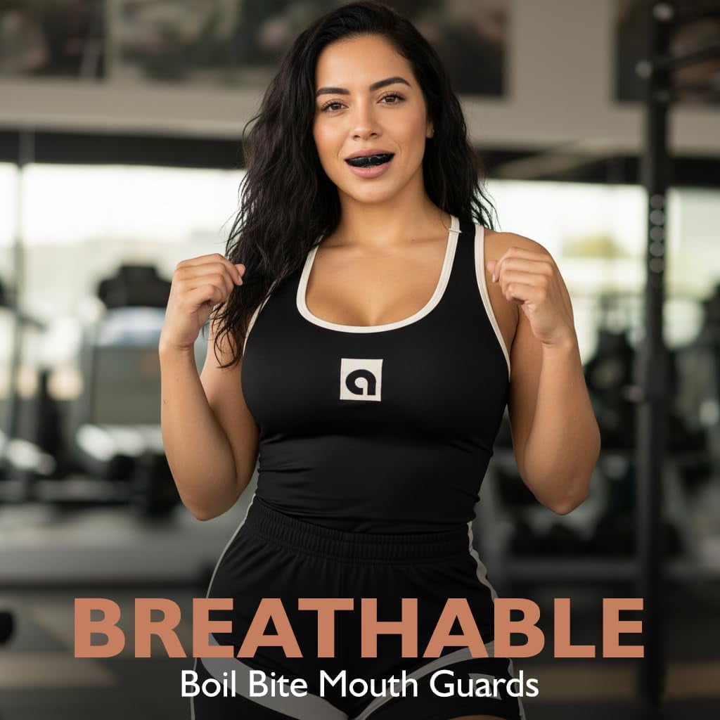 Breathable Boil Bite Mouth Guards, Super Tough MMA Mouthpiece for Boxing, Wrestling Mouthguard - Combat Sports Mouthpiece in Black, Pack of 100