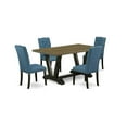 thumbnail image 2 of East West Furniture V676EL121-5 5-Piece Stylish an Excellent Distressed Jacobean Dining Table Top and 4 Gorgeous Linen Fabric Parson Chairs with Nail Heads and Button Tufted Chair Back, Wire..., 2 of 10