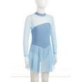 thumbnail image 4 of vastwit Kids Girls Figure Ice Skating Dress Long Sleeve Rhinestone Sheer Mesh Ballerina Dancewear Sky Blue 14, 4 of 7