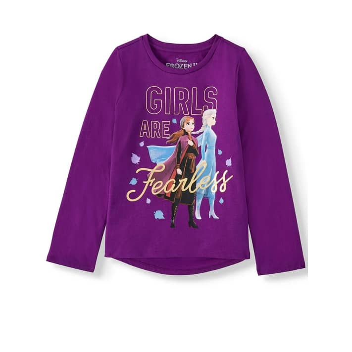 Disney Frozen 2 Elsa and Anna Graphic Hi-Lo Long Sleeve T-Shirt (Little ...
