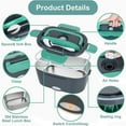 thumbnail image 2 of 1.5L Electric Lunch Box for Car and Home, 12/110V 40W Portable Heated Lunch Box with SS Fork&Spoon and Insulation Bag (Green), 2 of 7
