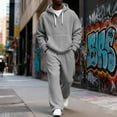thumbnail image 3 of Havenx Fall Tracksuit 2 Piece Set for Men 1/4 Zip Waffle Knit Set Drawstring Texture Sweatshirts and Pants Wide Leg Workout Casual Jogging Gym 2025 Fall Outfit,Gray S, 3 of 6