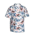 thumbnail image 2 of Fotbe Retro Butterfly Hawaiian Shirt for Men Unisex Summer Beach Casual Short Sleeve Cotton Linen Button Down Shirts-Medium, 2 of 9