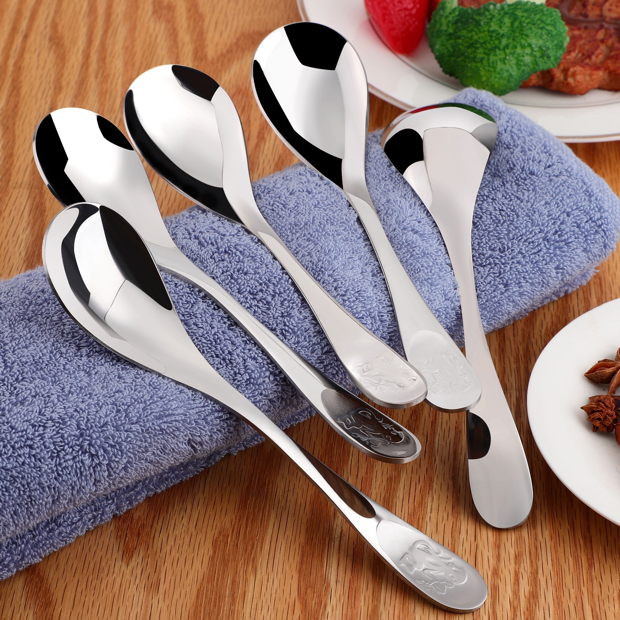 Sufanic Square Head Stainless Steel Spoons, Rice& Soup Spoons, Large Spoons  For Home
