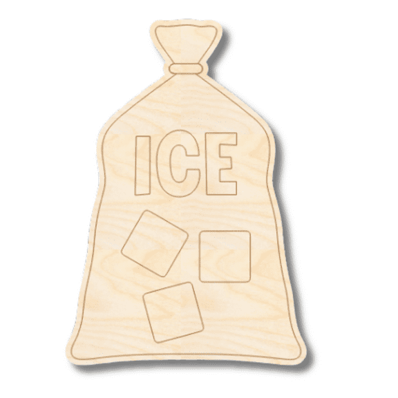 Unfinished Wood Etched Ice Bag Shape 7" / 1/8"