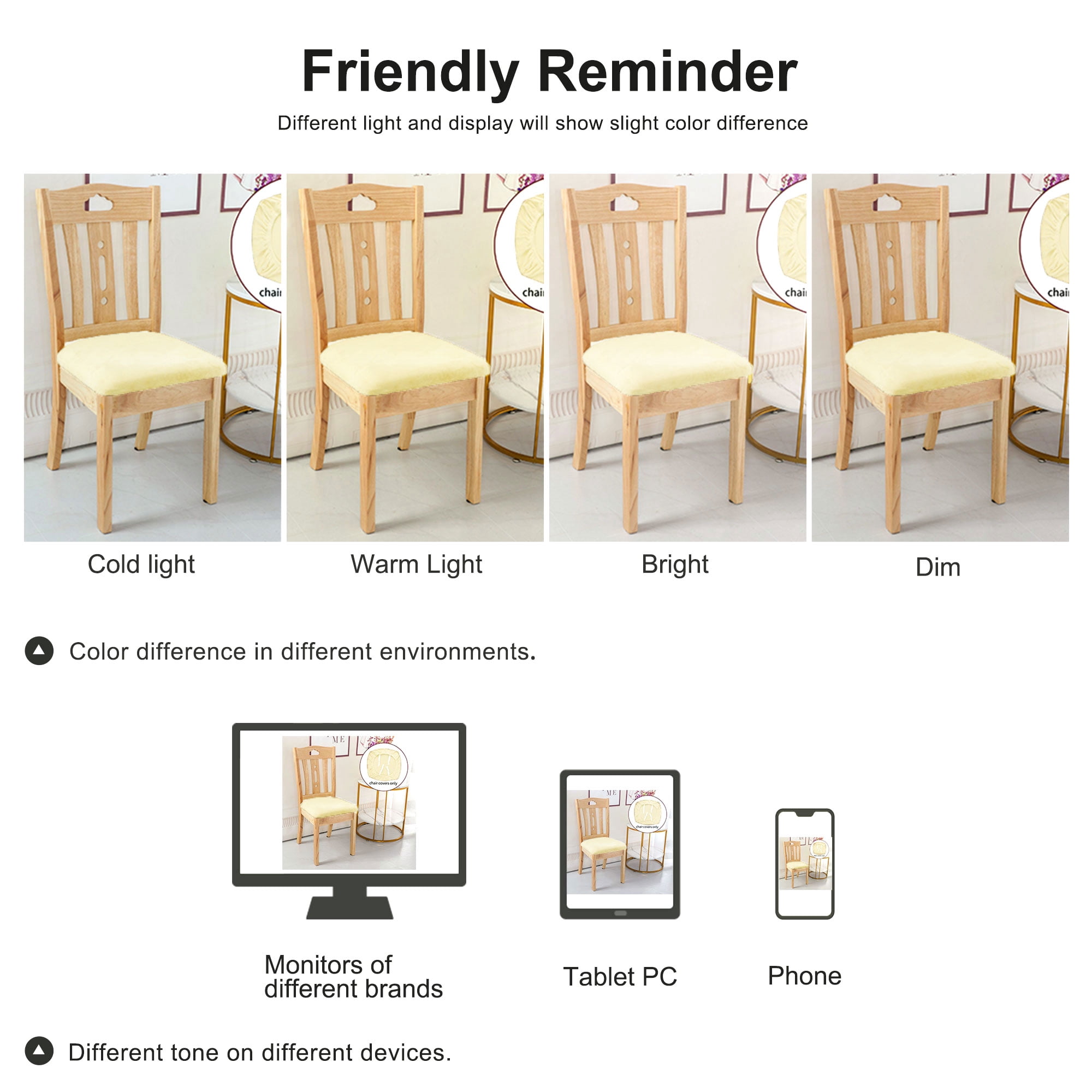 Unique Bargains 6Pcs Velvet Dinning Chair Seat Cover Elastic Stretchable Slipcovers Beige