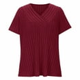 thumbnail image 7 of Kaemgyyd Womens Plus Size Summer Tops Fashion Solid Color Knit Ribbed Shirts Casual V Neck Short Sleeve Work Tshirts, 7 of 7