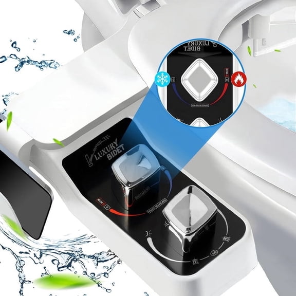 E-Greetshopping Bidet Attachment – Dual Nozzle with Hot & Cold Water, Rear and Feminine Wash, Includes Storage Hooks