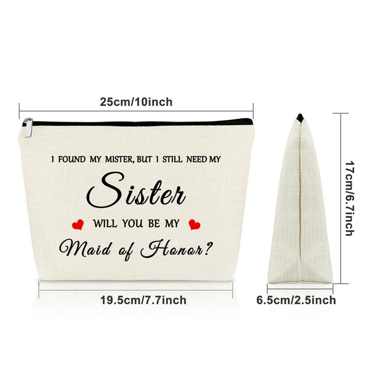 Sister, Bridesmaid Makeup Bag - Detailed Threads