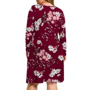 a.Jesdani Womens Plus Size Dresses Casual Long Sleeve Pleated Dress Fall Dresses with Pockets L-4X