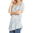 thumbnail image 3 of Sakkas Maliky Wide Corset Neck Floral Embroidered Cap Sleeve Blouse Top Shirt - Cream - One Size Plus, 3 of 5