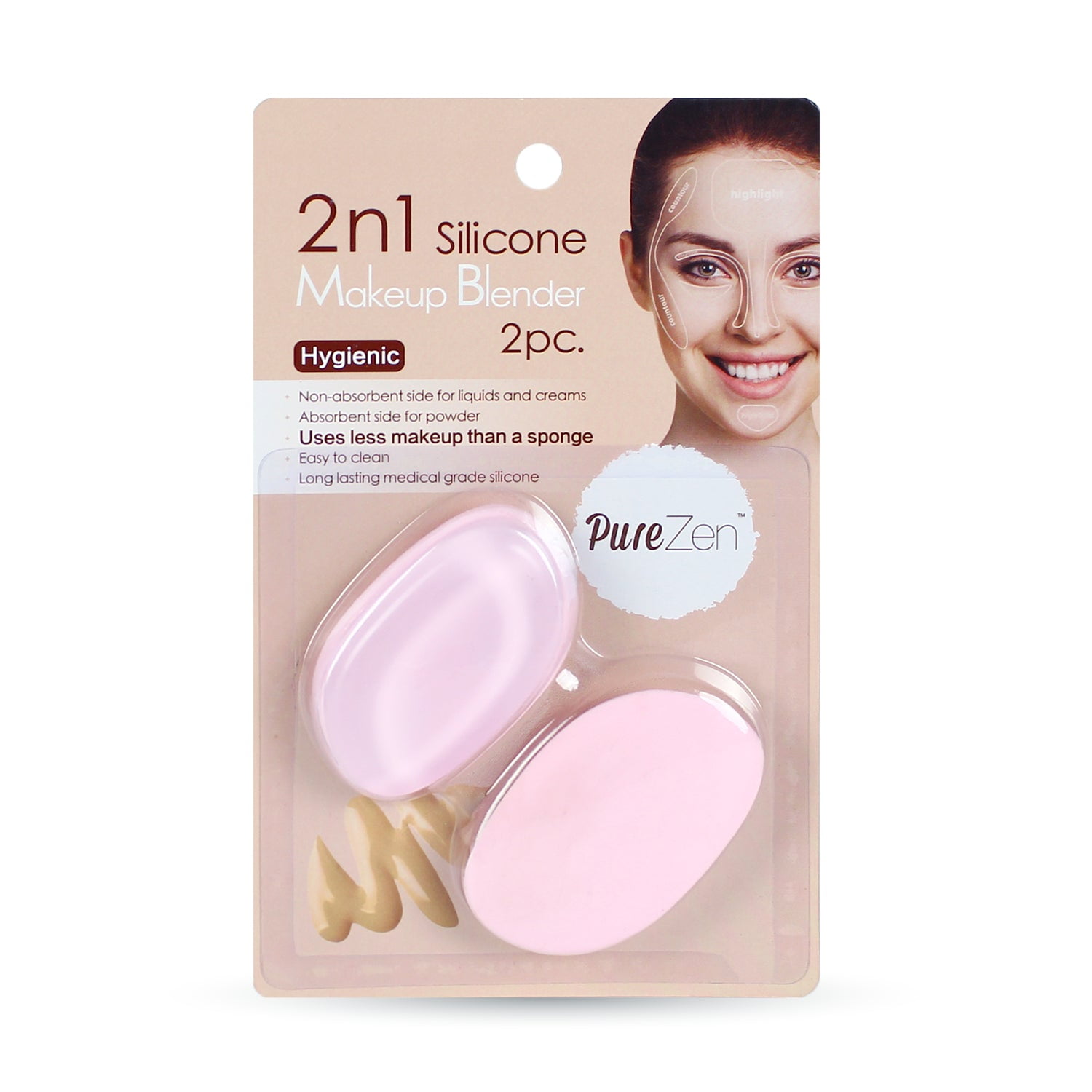 2 n 1 Silicone Makeup Blender 2 Pack, (4 makeup Blenders), from Grand