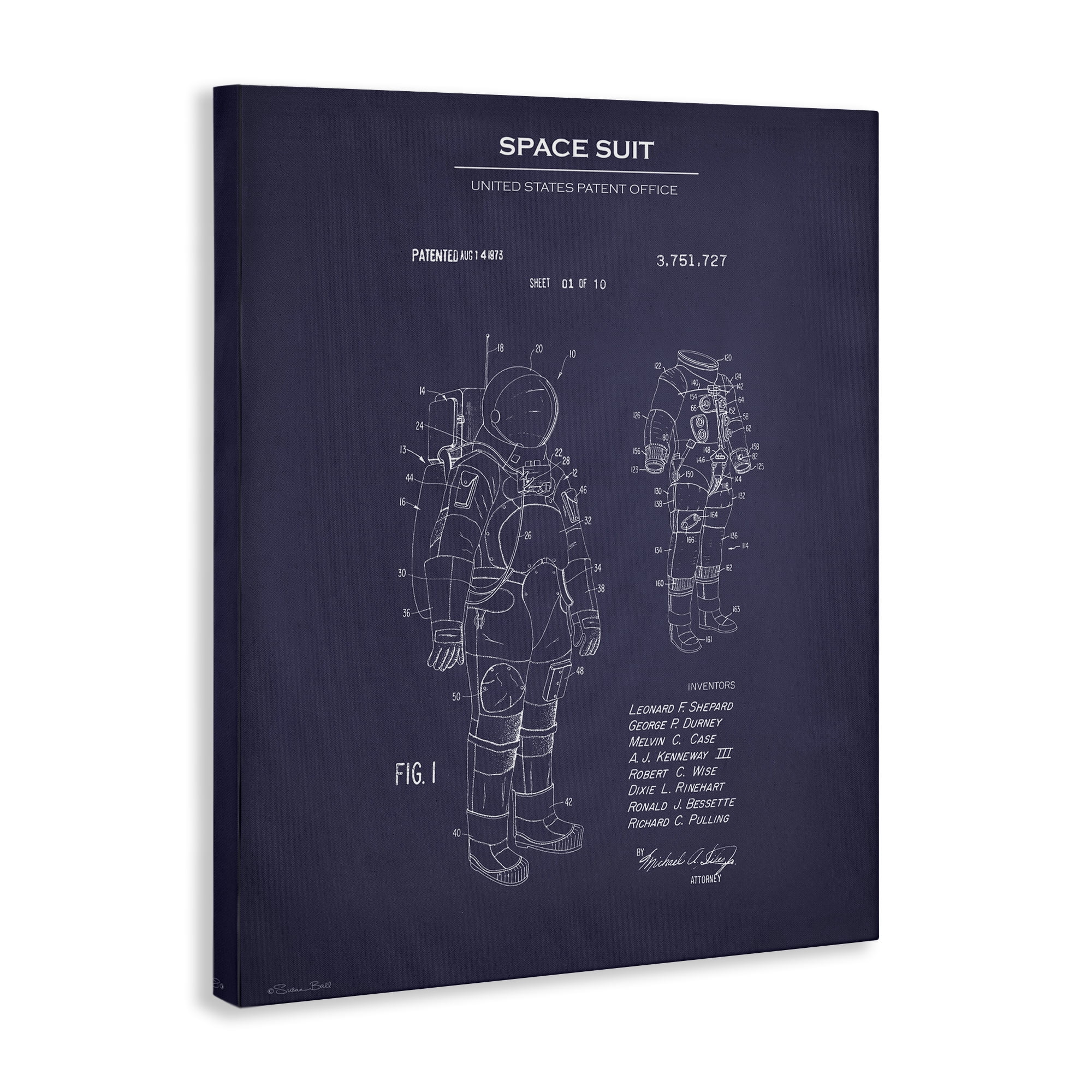Stupell Industries Space Suit Blueprint Novelty Painting Gallery Wrapped Canvas Art Print Wall Art, 24 x 30