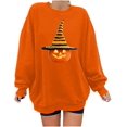 thumbnail image 1 of Sweat-shirts à Imprimé Citrouille Halloween pour Femmes Pull à Manches Longues Pull Col Rond, 1 of 6