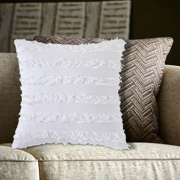 Cushion Pillow Cover Modern Solid Color Tassel Pillow Backrest Cover, Pillow Topper Decor, High-Quality Polyester Fabric, Durable Stretchy Zipper, Easy to Clean, for Bedroom Living Room,