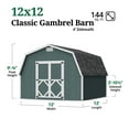 thumbnail image 3 of Little Cottage Co. 12x12 Classic Gambrel Barn with 4 ft. Sidewalls and Floor, Outdoor Wood Storage Shed Do-It-Yourself Precut Kit, 3 of 14
